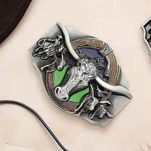 New longhorn steer western style belt buckle approximately 3.5x2.5